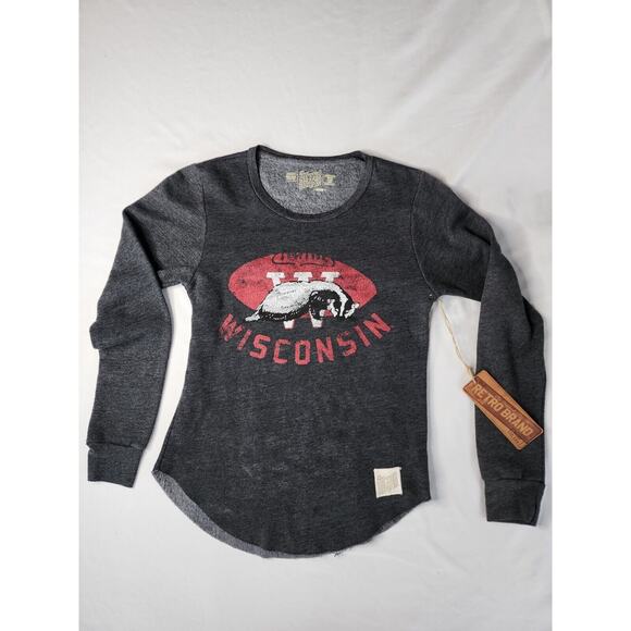 Retro Brand Women Wisconsin Badgers Football Sweatshirt NWT Medium - Picture 1 of 5